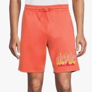 AC/DC Mens Size Small Orange Elastic Waist Joggers Shorts